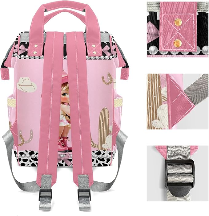 Personalized Little Cowgirl Custom with Name Diaper Bag Backpack For Baby Boy Girl Dad Mom Unisex for Adult Daypack Holiday Gift