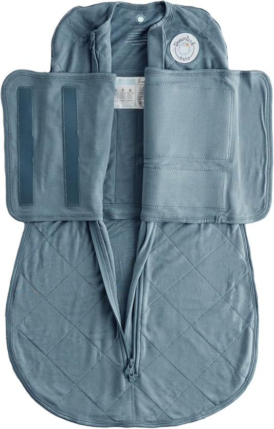 Dreamland Baby Viscose Swaddle Blanket (0-6 Months). 1.0 TOG Ultra Soft Swaddle Blanket w/Built in Band. 97% Viscose, 3% Spandex (Ocean). Mom-Owned US Business, Premium Materials