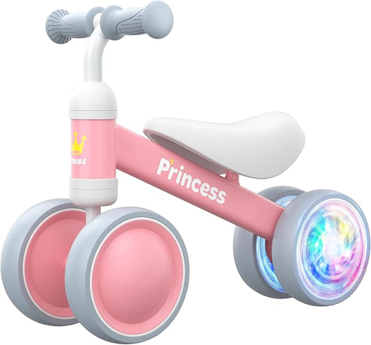 BEKILOLE Baby Balance Bike for 1 Year Old Girl Gifts, 12-24 Month Toddler Balance Bike, 4 Silent Wheels Pre-School First Ride On Toys, 1st Birthday Gifts