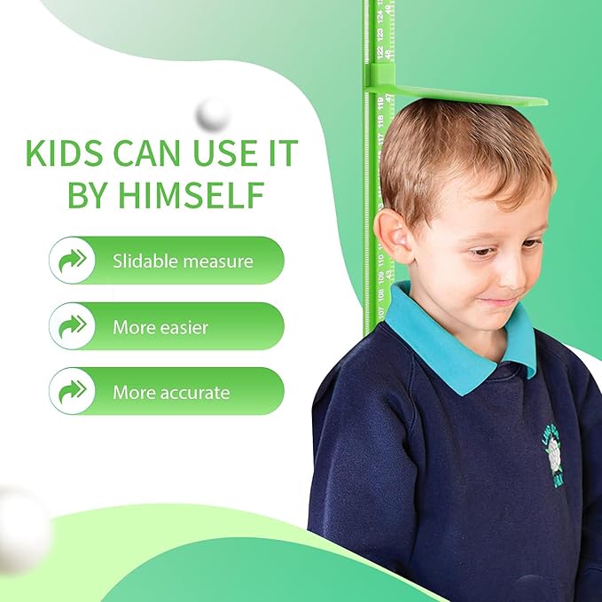 EASYXQ Height Measurement for Wall, Children Height Ruler, 3D Removable Growth Chart, Splicing Sliding Measuring Ruler for Kids and Nursery 79 inch (Green)