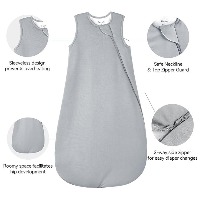 Rayon Made from Bamboo Sleep Sack 6-12 Months 2.5 Tog Winter Supersoft Toddler Sleep Sack for Unisex Girl Boy Thick Warm Baby Sleeping Bag 2-Way Zipper Baby Wearable Blanket