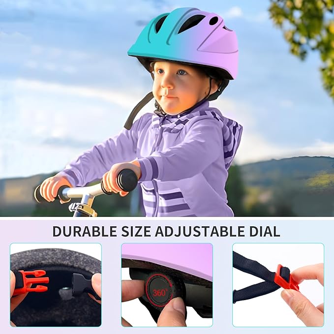 Adjustable Gradient Color Bike Baby/Toddler Helmet 2-4 Years,Safety Lightweight Kids Helmets Ages 1-3-5-8 for Girls Boys,Multi-Sport Infant Helmet for Skating Cycling Scooter