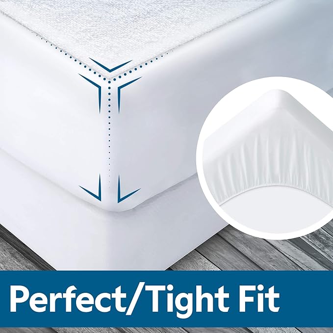 Guardmax Terry Cotton King Size Mattress Protector - Waterproof & Dust Mite Proof Mattress Cover with Stretchable Pockets - Soft, Comfortable, & Noiseless Waterproof Fitted Sheet.(78 x 80 x 15)