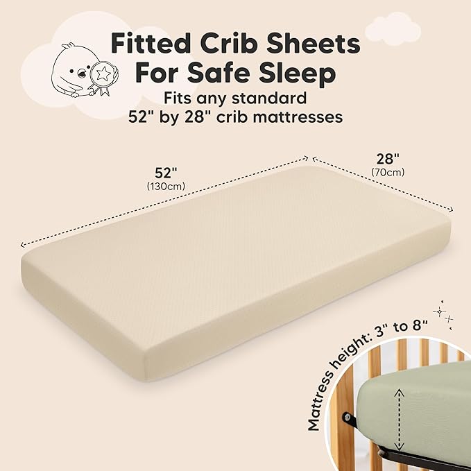 KeaBabies 2-Pack Fitted Crib Sheets for Boys, Girls, Baby - Soft Bamboo Viscose Cotton, 52x28 Standard Crib Mattress Sheets, Toddler Bed Mattress Cover, Gender Neutral, Breathable, Durable (Avocado)