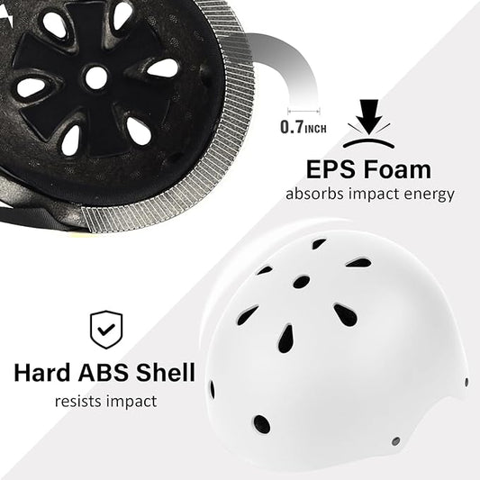 Skateboard Bike Helmet, Lightweight Adjustable, Multi-Sport for Bicycle Skate Scooter, 3 Sizes for Adult Youth & Kids