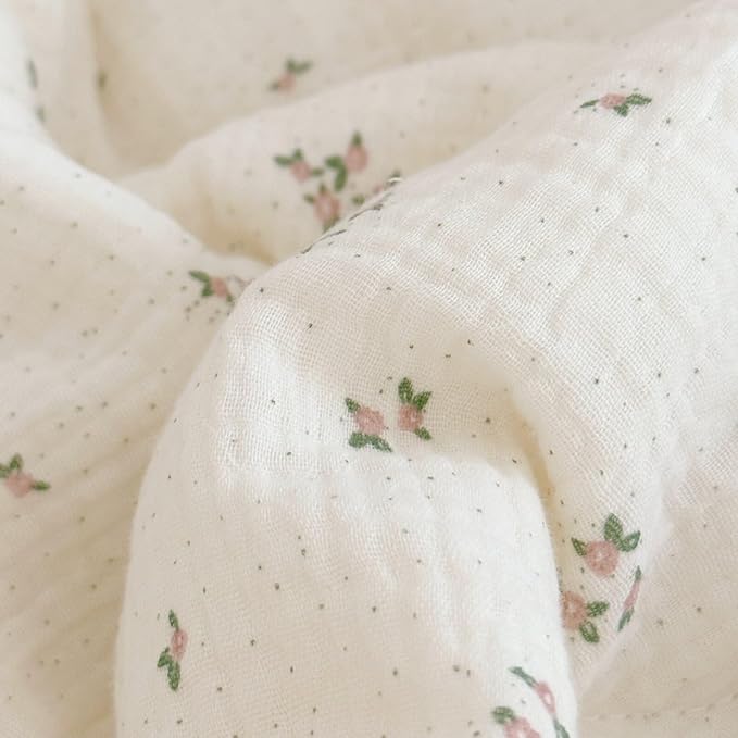 BuLuTu Chic Shabby Vintage Floral Duvet Cover Twin for Kids Girls Boys 100% Cotton Muslin Ruffled Quilt Cover Twin, 68"x86", Primrose Print, Soft Breathable, Zipper Closure, No Pillowcase