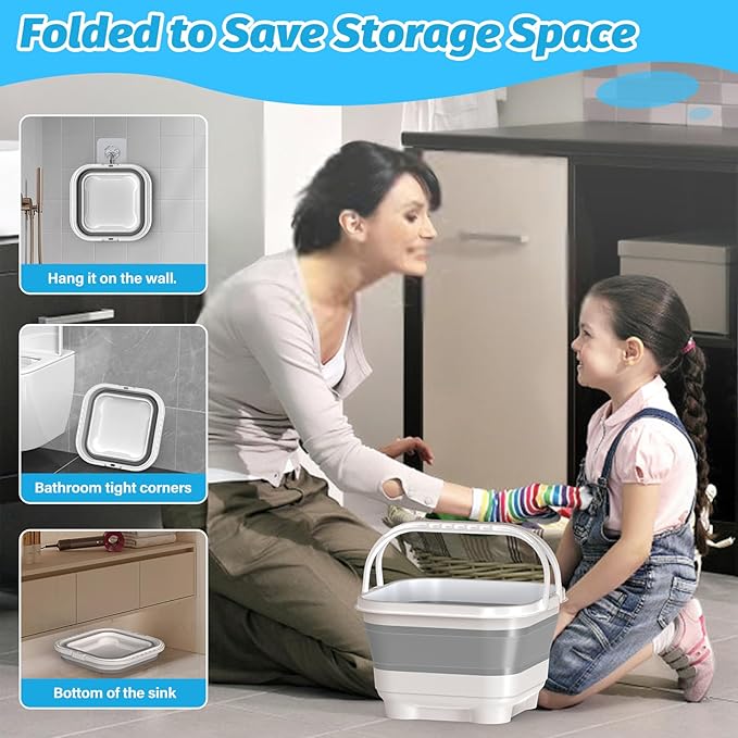 Anivia Foldable-Bath-Toy-Storage-Organizer, Bath Toy Holder with Base, Quick-Drain-Drying Bathtub Toy Storage/Basket, Stand Up Bathroom Shower Toys Holder for Kids - Gray