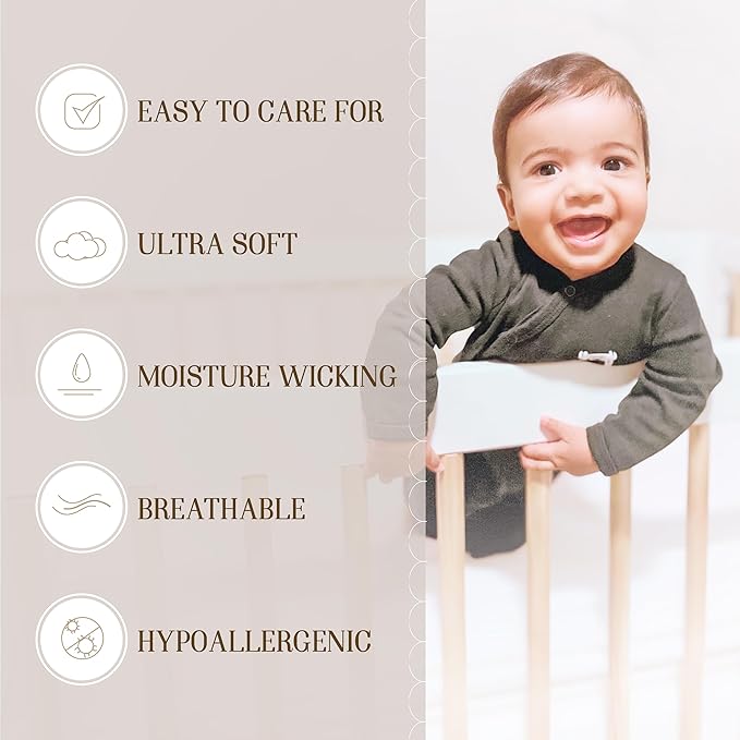 Bella Coterie Luxury Bamboo Viscose Crib Sheet | Organically Grown | Ultra Soft | Cooling for Better Sleep | Deep Pocket Fitted Sheet for Crib & Toddler Mattress | 100% Organically Grown [White]