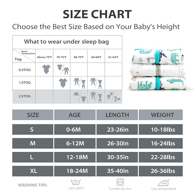 Mosebears Sleep Sack Baby Winter Wearable Blanket with 2-Way Zipper,2.5 TOG Cotton Sleep Sack Unisex (White Cloud, 18-24 Months)