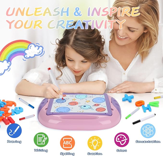 Gifts for 1-2 Year Old Girls,Toddlers Toys with Magnetic Letters and Numbers, Art Easel for Kids 1 2 Year Old, Girl Birthday Christmas Gifts (Purple)