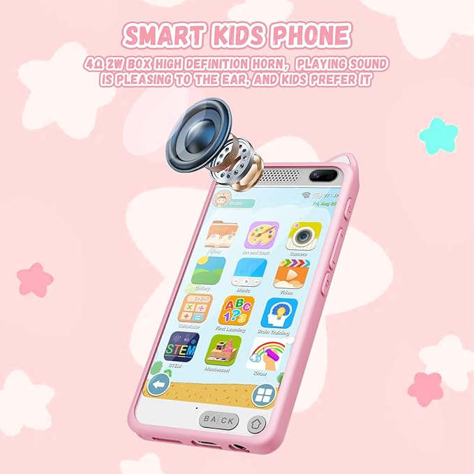 Kids Smart Phone for Girls, 3.97" Touchscreen Kids Phone Toys for 3-12 Birthday, Dual Camera, Built-in 8G SD Card Cell Phone for Boys Girls Toys(Pink)