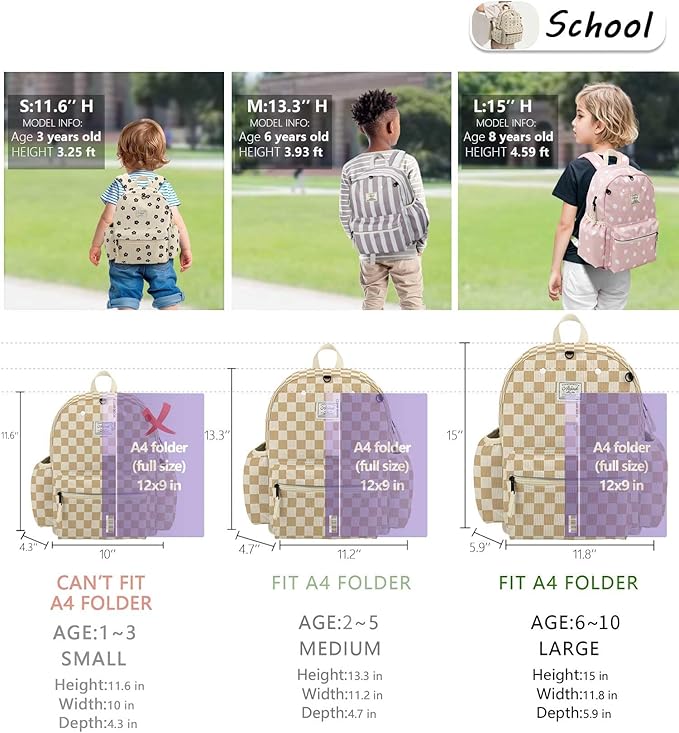 Corduroy Kids Backpack for Boys Girls 6-10: Girls Backpacks for Elementary Kindergarten 15” H Fit Folder