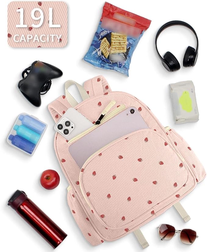 atgark Corduroy Kids Backpack for Girls, Girls Backpack 5-9, Kindergarten Elementary School Bookbag for Girl 15.3" H Fit Folder