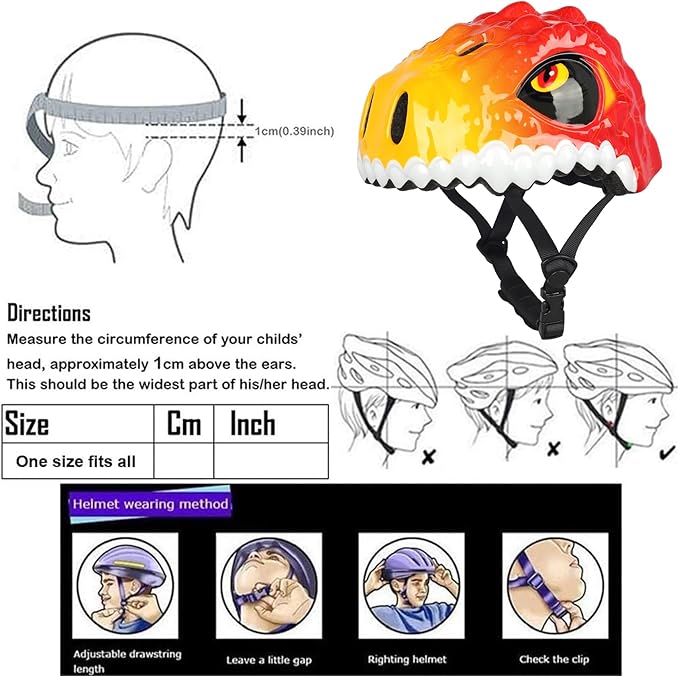 Toddler Kids Bike Helmet,3D Dinosaur Helmets for Boys Girls Infant/Baby to Children 1/2/3/4/5/6/7/8 Years Old Lightweight Adjustable Multi-Sports Bicycle Scooter Skateboard Skating Cycling