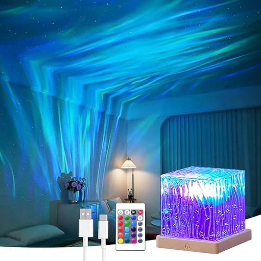 Northern Lights Projector, 16 Colors Rechargeable Aurora Light Projector & Mood Lighting Galaxy Lamp, App Remote Night Light for Bedroom, Gift for Teenage Girls Room Decor(Battery)