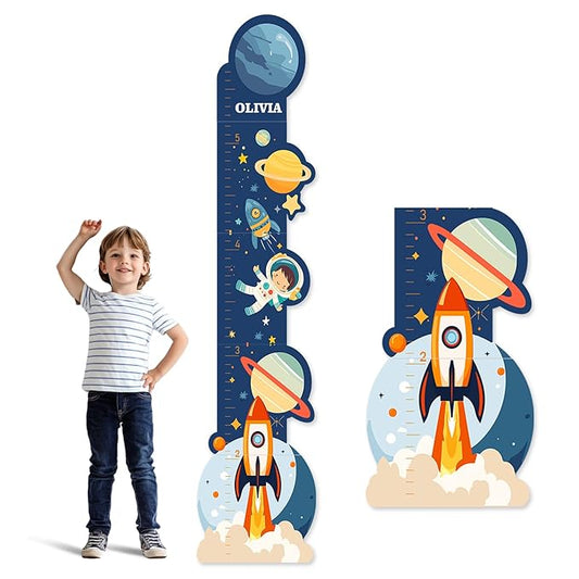 Woodemon Personalized Name Growth Chart for Wall, Space Height Measurement for Wall, Children Height Chart Ruler, Portable 3D Removable Growth Chart, Wall Height Measurement for Kids