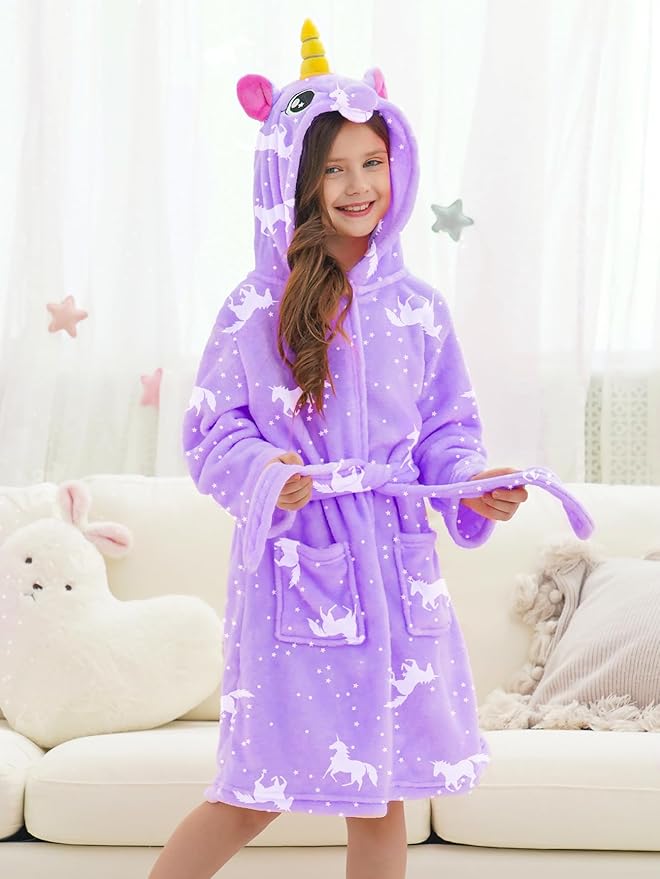 Doctor Unicorn Soft Unicorn Hooded Bathrobe Sleepwear - Unicorn Gifts for Girls