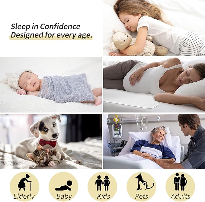 CoolShields Waterproof Bed Pads Incontinence 34'' x 36'' (1 Pack) Washable Reusable Bedwetting Mattress Protector Pad for Kids, Adults, Elderly, and Pets
