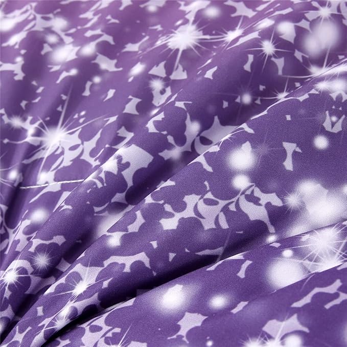 URBONUR 4-Piece Toddler Bedding Set for Girls Pink Purple Princess Toddler Bed in a Bag - 2-6 Year Old - Includes Comforter, Flat Sheet, Fitted Sheet & Pillowcase
