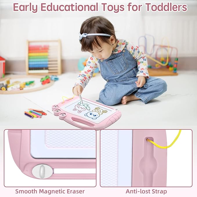 AiTuiTui Magnetic Drawing Board Toddler Toys for Girl Gifts, Erasable Doodle Sketching Writing Pad Travel Games for Kids in Car, Early Education Learning Skill Development Toys for Toddlers