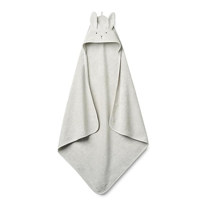 Baby Hooded Towel – Organic Cotton Baby Bath Towels – Baby Towels, Baby Bath Towels for Baby Boy, Baby Girl, 32" x 32" Super-Soft and Absorbent Baby Towels for Newborn (Rabbit - Pearl Grey)