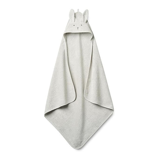 Baby Hooded Towel – Organic Cotton Baby Bath Towels – Baby Towels, Baby Bath Towels for Baby Boy, Baby Girl, 32" x 32" Super-Soft and Absorbent Baby Towels for Newborn (Rabbit - Pearl Grey)