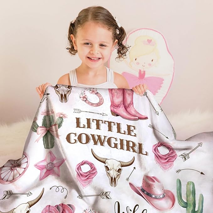 Pink Western Blanket, Western Decor for Nursery Room, Baby Blankets for Girls, Cowgirl Baby Blankets, Cowboy Baby Stuff, Soft Warm Lightweight Nursery Bed Blanket for Newborn Toddlers Daughter