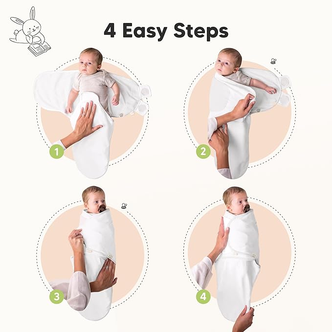 KeaBabies 3-Pack Organic Baby Swaddle Sleep Sacks - Swaddles for Newborns, Infant 0-3 Months, Baby Girls, Boys, Soft & Snug Newborn Sleep Sack, Nursery Swaddling Blankets (Cloud)