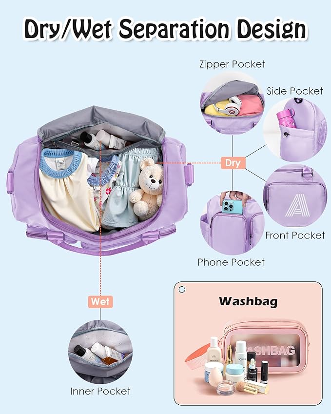 Elilier Gifts Teen Girl Gift, Initial Travel Duffle Bag, Duffel Bags, Personalized Weekender bags, Lilac purple-D