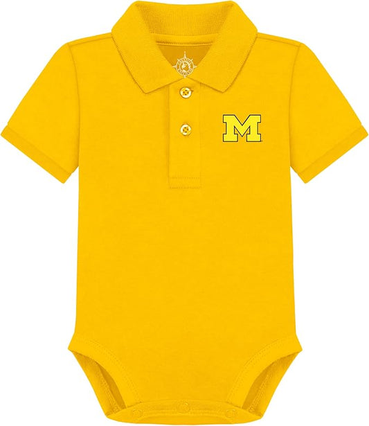 Creative Knitwear College Baby Polo Bodysuit Solid - Team Logo, Multiple Colors, for Boys & Girls (0-12 Months)