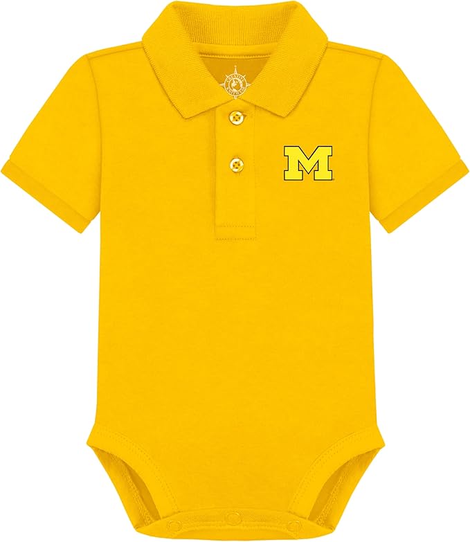 Creative Knitwear College Baby Polo Bodysuit Solid - Team Logo, Multiple Colors, for Boys & Girls (0-12 Months)
