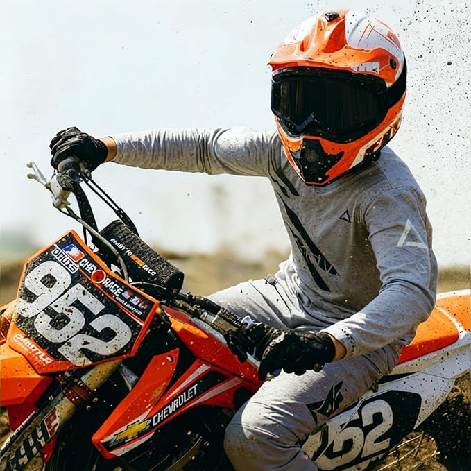 Youth Dirt Bike Helmet DOT Certified - Full Face Motorcycle Helmet for Off-Road, ATV, Street Riding, Includes Adjustable Goggles & Protective Gloves