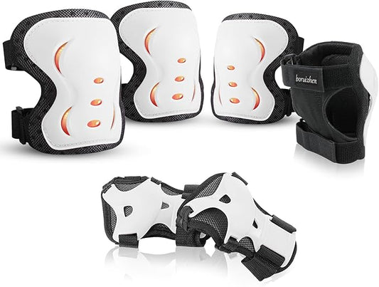 Kids/Adult/Youth Knee and Elbow Pads with Wrist Guards 3 in 1 Protective Gear Set for Skateboarding Cycling BMX Bike Scooter Skating Rollerblading Riding