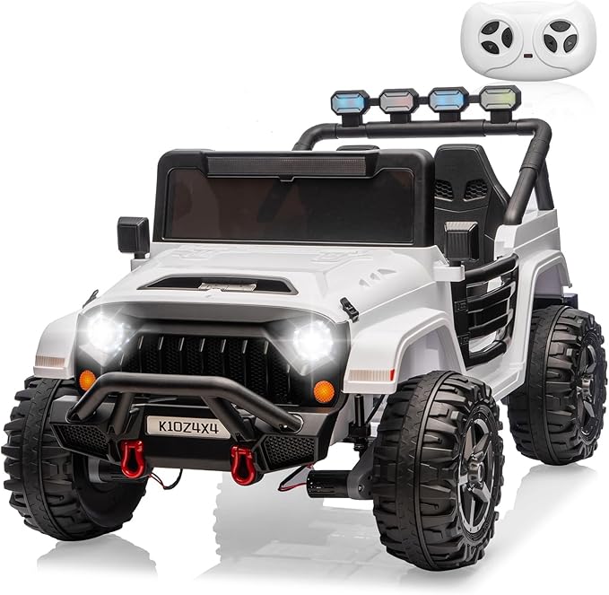 24V Ride on Toys for Big Kids, 2 Seater Ride on Cars with Remote Control, Ride on Truck w/ 4-Wheeler Suspension, 3 Speeds, Led Lights, Bluetooth Music Player