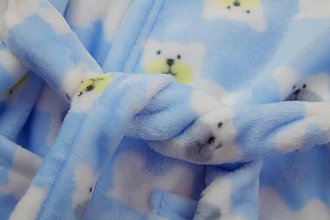 Toddler Robes Cute Pattern Bathrobe Unisex Kids Robe Baby Flannel Hoodie Pajamas Sleepwear