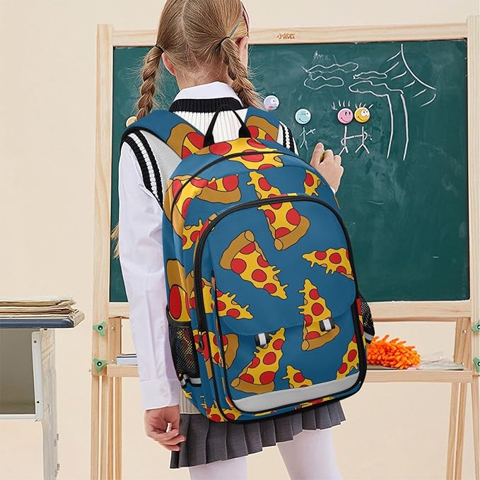 Jucciaco Doodle Pizza School Backpack Laptop Travel Daypack for Kids Girls Boys, Personalized Computer Notebooks Bookbag with Adjustable Padded Straps