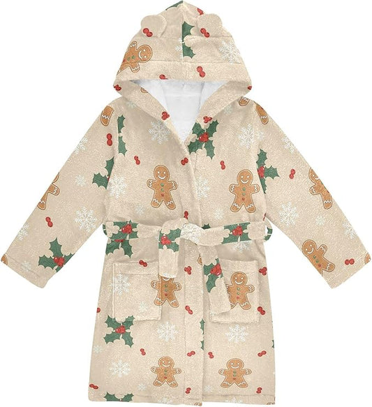 Toddler Baby Hooded Bathrobe for Boys Girls Soft Plush Bath Towel Robe with 2 Pockets for 2-12 Years