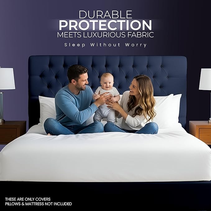 Utopia Bedding Waterproof Mattress Protector Set, Queen Sheet Set Deep Pocket Soft and Breathable, Includes 1 Fitted Style Mattress Cover and 2 Zippered Pillow Protectors