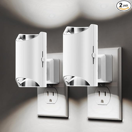 L LOHAS LED Night Light, Bright Night Light, Night Lights Plug into Wall, 5000K Daylight White, Dimmable Night Light 0-100LM with Light Sensor, Plug in Night Light for Hallway Bathroom Kitchen, 2 Pack