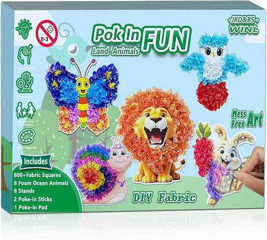 JRD&BS WINL Poke A Dot Art Kit - Magical Animals Theme No-Mess DIY Craft for Kids Mess-Free Fun for Kids, DIY Wood Craft Kits, Creative Activity, Christmas Gifts for Girls & Boys Ages 4