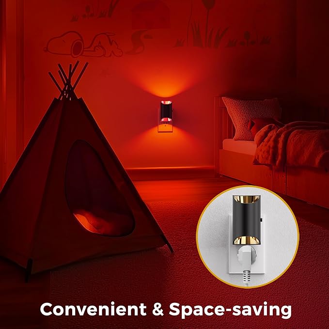L LOHAS LED Night Lights Plug into Wall, Plug in Night Light with Dusk to Dawn Sensor, Color Changing Nightlight for kids Hallway Bedroom Stairway Bathroom Gift and Party, 2 Pack