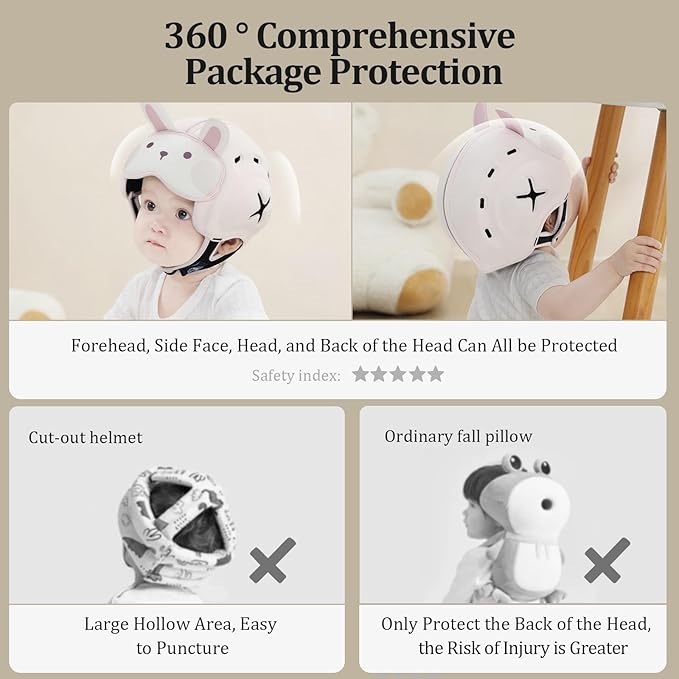 MamboBaby Baby Safety Helmet, Baby Head Protector for Crawling & Walking, Ultra-Lightweight Breathable - Soft Adjustable Toddler Head Guard, Anti-Bump, for 10-24 Months