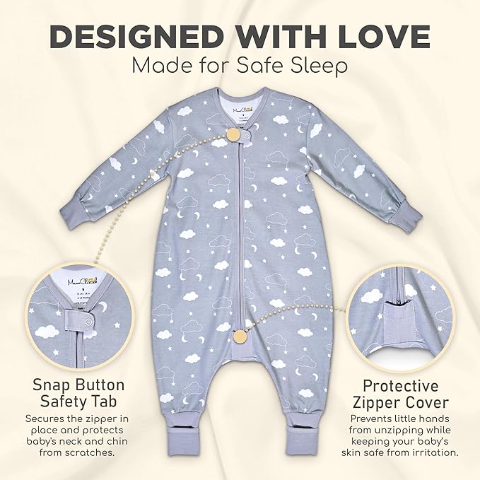 Mama Cheetah Toddler Sleep Sack with Feet, Long Sleeve 0.5 TOG Organic Cotton Baby Sleeping Bag with Legs, Wearable Blanket for Walkers w/ 2-Way Zipper, Toddler Blanket for Girls & Boys 3-4T