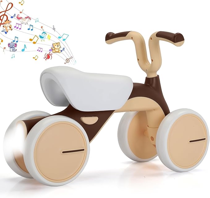 Henry & Colin Baby Balance Bike for Kids - No Pedal 4-Wheel First Bike, Toddler Walker for Boys & Girls, with Stylish Handle, Sturdy & Safe Design for 1-3 Year Olds