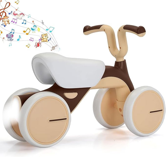 Henry & Colin Baby Balance Bike for Kids - No Pedal 4-Wheel First Bike, Toddler Walker for Boys & Girls, with Stylish Handle, Sturdy & Safe Design for 1-3 Year Olds