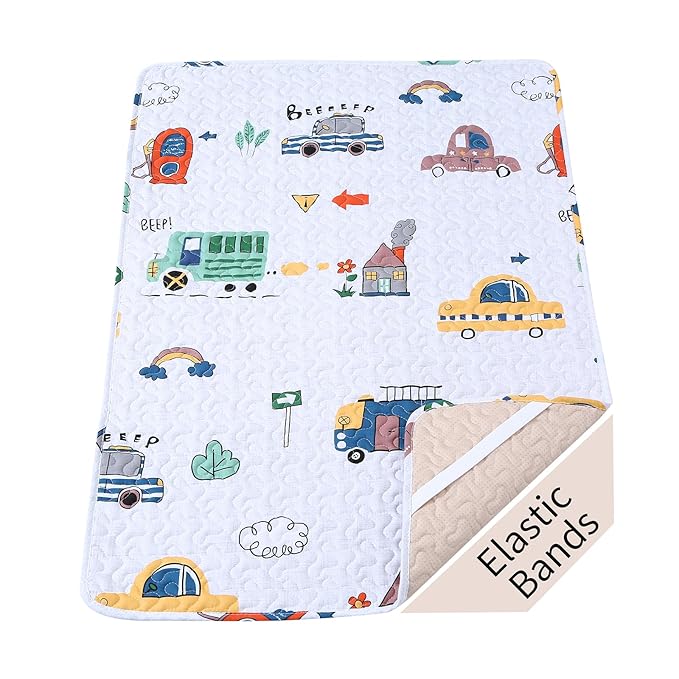 Padded Pack n Play Sheets Breathable Thick Pack and Play Mattress Protector, Quilted 38x26” Playard Sheet Fitted for Graco, Portable Mini Cribs and Foldable Mattress Pad, Soft Playpen Mattresses Cover