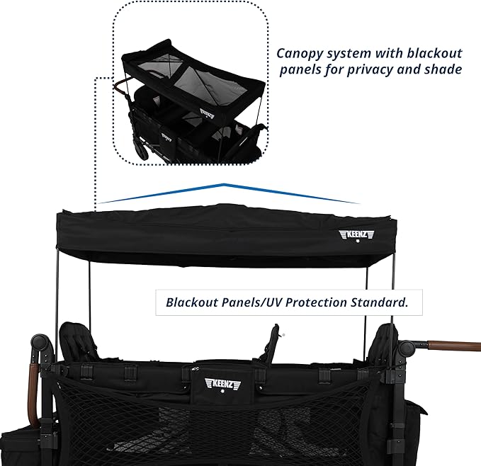 Keenz XC EVO Luxury Comfort Stroller Wagon | Foldable 6 Passenger with Adjustable Canopy |Black