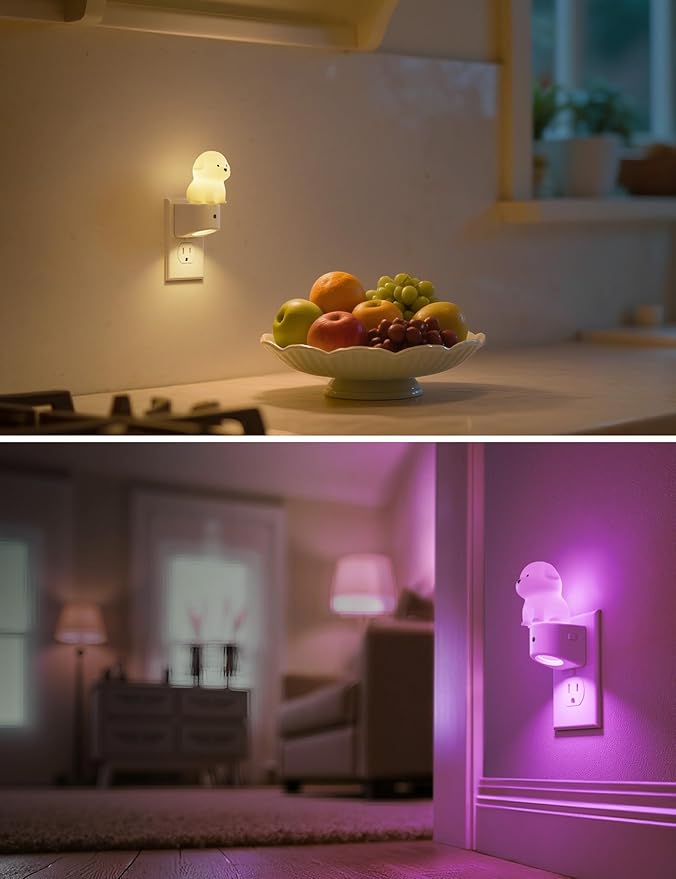 L LOHAS LED Plug in Night Light for Kids, 3D Cute Puppy Night Lights with Dusk to Dawn Sensor, RGB+Soft White 3000K Dog Night Light, Birthday Gift Nightlight for Kids, Room Decor