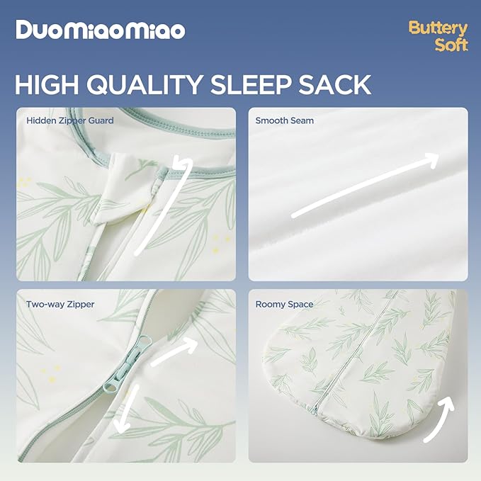 Duomiaomiao 2 Pack Baby Sleep Sack 95% Rayon Made from Bamboo,5% Spandex,2.5 TOG Baby Wearable Blanket 18-36 Months, Premium Soft Winter Toddler Sleep Sack, 2-Way Zipper Sleeping Bag for Unisex Babies