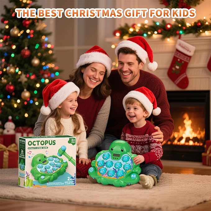 Interactive Whack a Mole Game Toys for Ages 2-4,Educational Learning Toddlers Toys for 2 3 4 5 6 Year Old Boys Girls, Green, Digital Display, Silent Mode,Multiple Difficulty Levels Fun Birthday Gifts